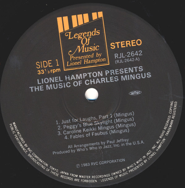 Charles Mingus - Lionel Hampton Presents The Music Of Charles Mingus (Vinyl, LP) Very Good (VG) / Very Good (VG)
