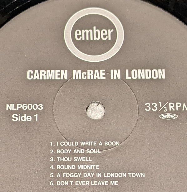 Carmen McRae - Carmen McRae In London (Vinyl, LP, Album, Reissue) Very Good Plus (VG+) / Very Good Plus (VG+)