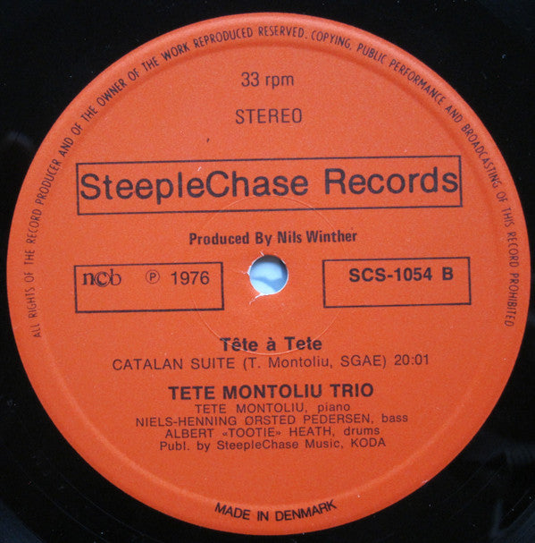 Tete Montoliu Trio - Tête À Tete (Vinyl, LP, Album, Stereo) Good Plus (G+) / Fair (F)
