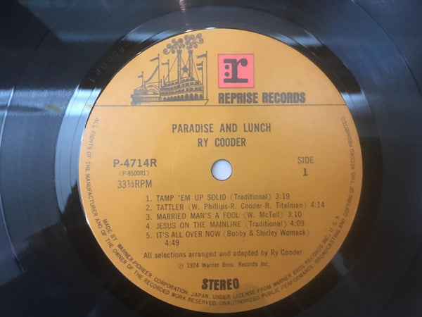 Ry Cooder - Paradise And Lunch (Vinyl, LP, Album, Limited Edition, Reissue) Good Plus (G+) / Good Plus (G+)