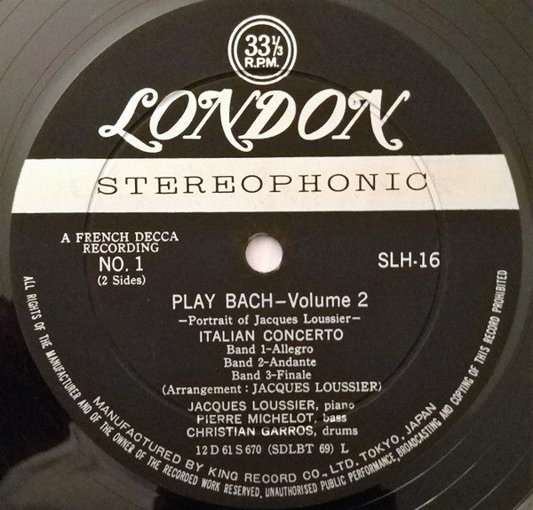 Jacques Loussier - ‘Play Bach’/Vol. 2 - Portrait Of Jacques Loussier (Vinyl, LP) Very Good (VG) / Very Good (VG)