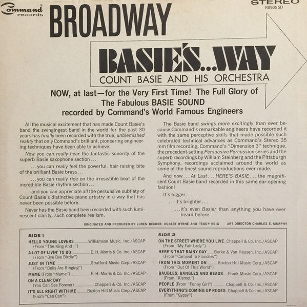 Count Basie Orchestra - Broadway Basie's...Way (Vinyl, LP, Album, Reissue, Stereo) Very Good (VG) / Very Good (VG)