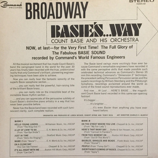 Count Basie Orchestra - Broadway Basie's...Way (Vinyl, LP, Album, Reissue, Stereo) Very Good (VG) / Very Good (VG)