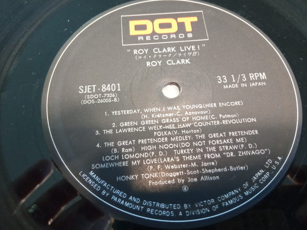 Roy Clark - Roy Clark Live! (Vinyl, LP, Album) Very Good Plus (VG+) / Very Good (VG)