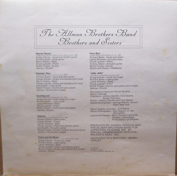 The Allman Brothers Band - Brothers And Sisters (Vinyl, LP, Album, ...
