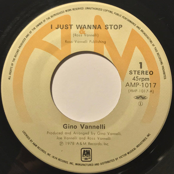 Gino Vannelli - I Just Wanna Stop (Vinyl, 7", 45 RPM, Single) Very Good Plus (VG+) / Very Good (VG)