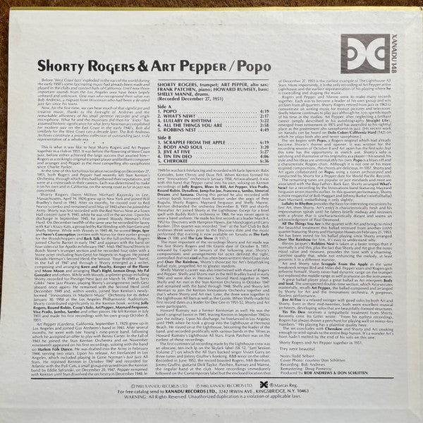Shorty Rogers - Popo (Vinyl, LP) Very Good Plus (VG+) / Very Good Plus (VG+)