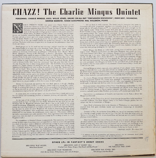 The Charles Mingus Quintet - Chazz! (Vinyl, LP, Album, Stereo, Reissue) Good Plus (G+) / Good (G)