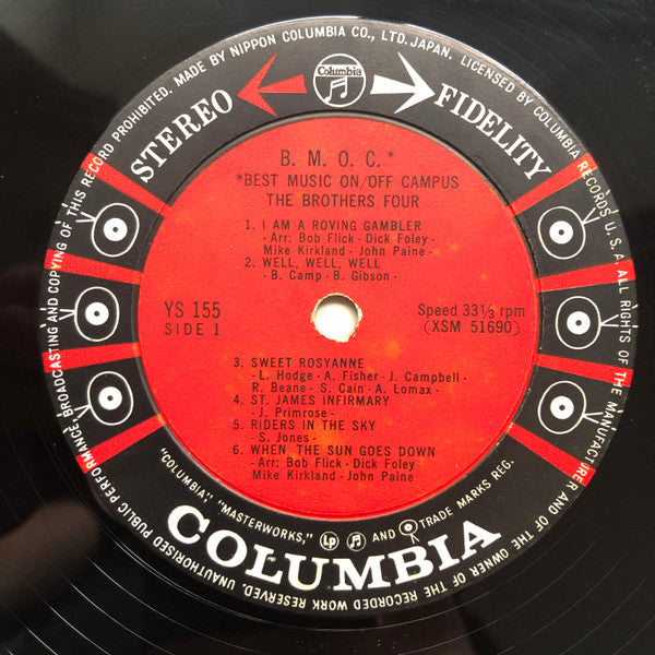 The Brothers Four - B.M.O.C. (Best Music On/Off Campus) (Vinyl, LP, Album, Stereo) Very Good Plus (VG+) / Very Good Plus (VG+)