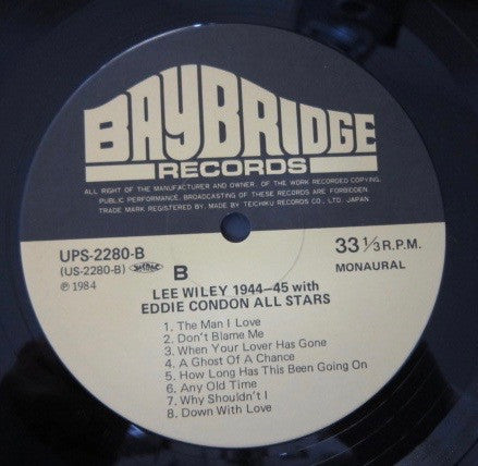 Lee Wiley - Lee Wiley 1944-45 (Vinyl, LP, Compilation, Mono) Very Good Plus (VG+) / Very Good (VG)