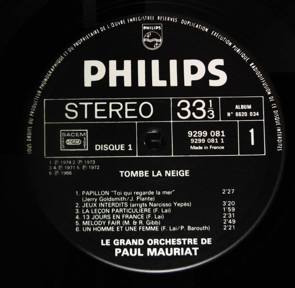 Le Grand Orchestre De Paul Mauriat - Tombe La Neige (Vinyl, LP, Com...