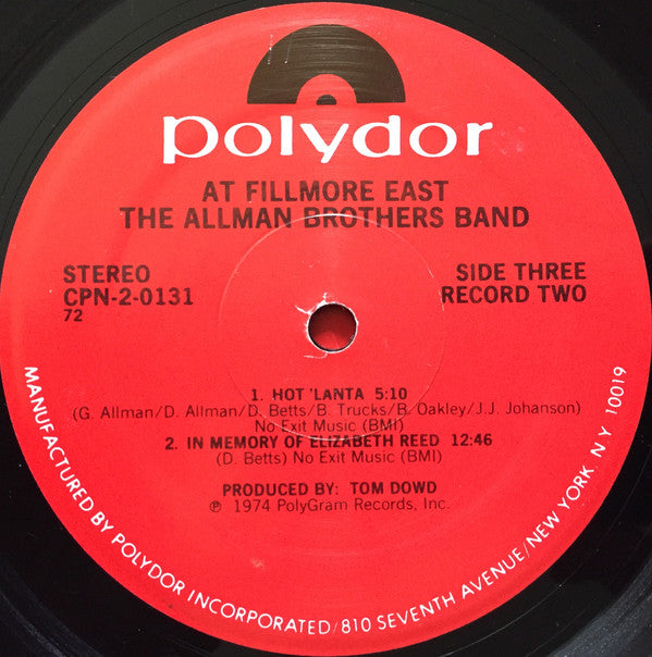 The Allman Brothers Band - The Allman Brothers Band At Fillmore East (2xVinyl, LP, Album, Reissue, Stereo) Very Good (VG) / Very Good (VG)