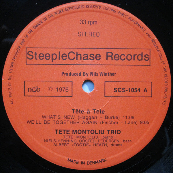 Tete Montoliu Trio - Tête À Tete (Vinyl, LP, Album, Stereo) Good Plus (G+) / Fair (F)