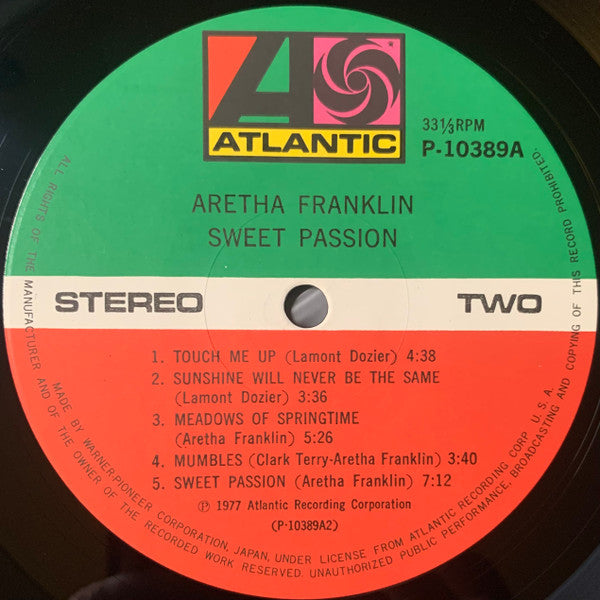 Aretha Franklin - Sweet Passion (Vinyl, LP, Album, Stereo) Very Good Plus (VG+) / Very Good (VG)