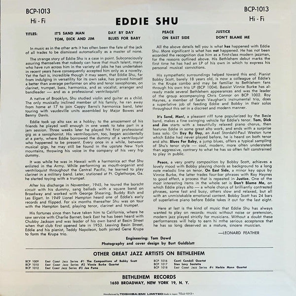 Eddie Shu - I Only Have Eyes For Shu (Vinyl, LP, 10", Album, Reissue, Mono) Very Good Plus (VG+) / Very Good Plus (VG+)