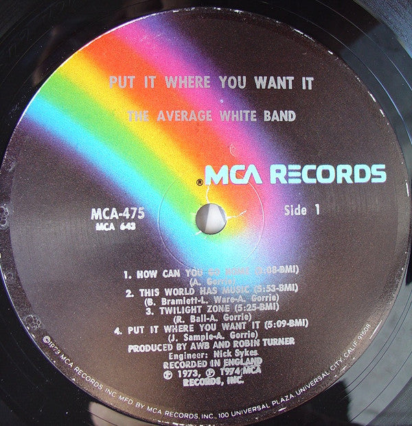 Average White Band - Put It Where You Want It (Vinyl, LP, Album) Very Good (VG) / Good (G)