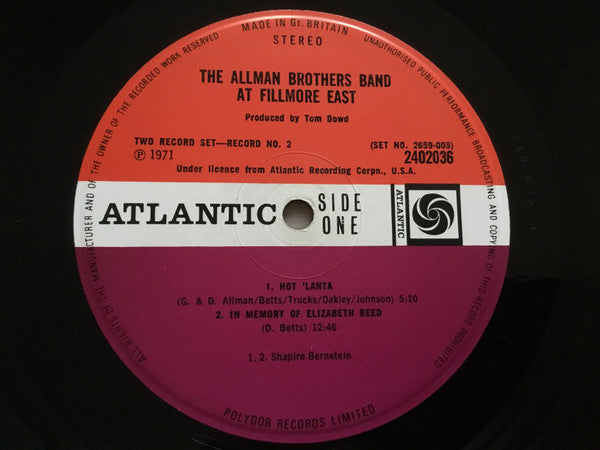 The Allman Brothers Band - The Allman Brothers Band At Fillmore East (2xVinyl, LP, Album) Very Good Plus (VG+) / Very Good Plus (VG+)