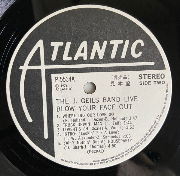The J. Geils Band - Live - Blow Your Face Out (2xVinyl, LP, Album, Promo) Very Good Plus (VG+) / Very Good Plus (VG+)