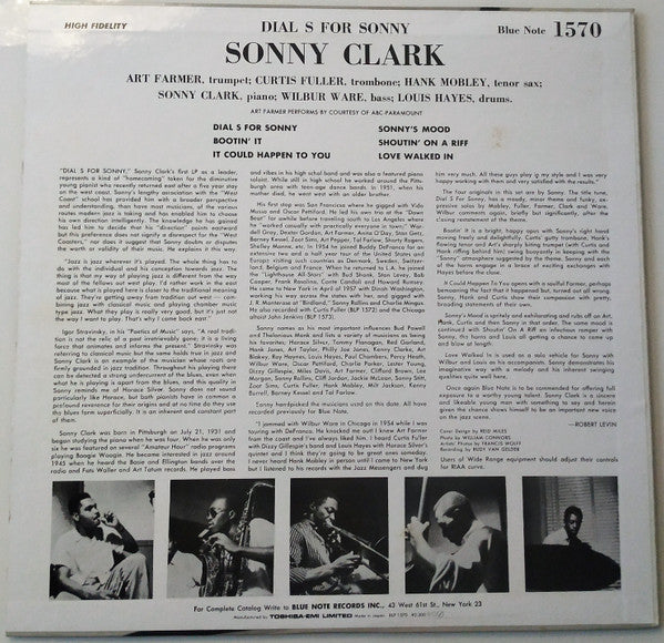 Sonny Clark - Dial "S" For Sonny (Vinyl, LP, Album, Promo, Reissue, Mono) Near Mint (NM or M-) / Very Good (VG)