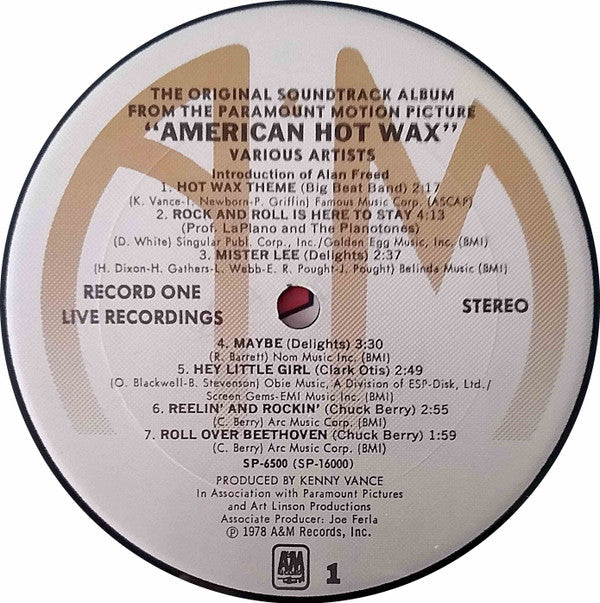 Various - The Original Soundtrack Album From The Paramount Motion Picture "American Hot Wax" (2xVinyl, LP, Album, Compilation, Mono, Stereo) Very Good Plus (VG+) / Very Good (VG)