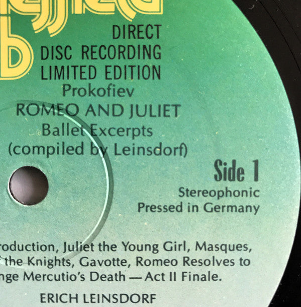 Sergei Prokofiev - Excerpts From The Ballet, Romeo And Juliet (Vinyl, LP, Album, Limited Edition, Reissue, Repress, Stereo) Very Good Plus (VG+) / Very Good Plus (VG+)