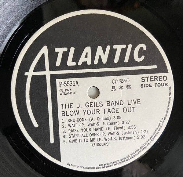 The J. Geils Band - Live - Blow Your Face Out (2xVinyl, LP, Album, Promo) Very Good Plus (VG+) / Very Good Plus (VG+)