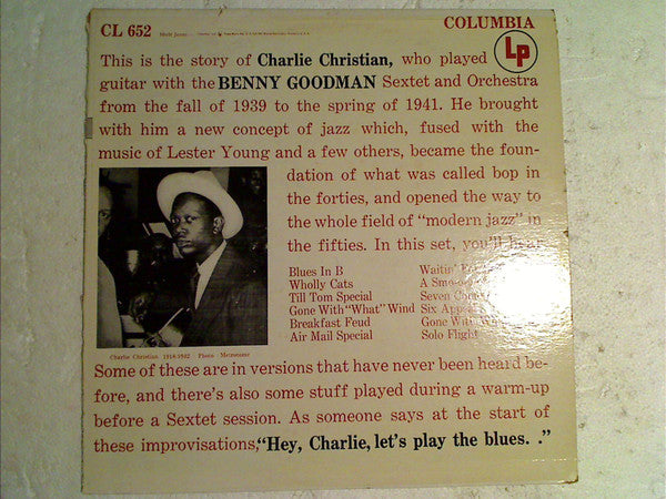 Charlie Christian - With The Benny Goodman Sextet And Orchestra (Vinyl, LP, Compilation, Repress, Mono) Very Good (VG) / Very Good Plus (VG+)