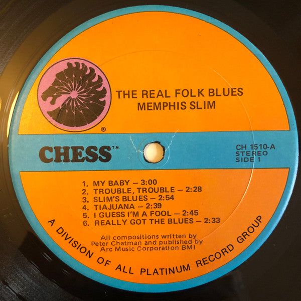 Memphis Slim - The Real Folk Blues (Vinyl, LP, Album, Stereo) Very Good Plus (VG+) / Good Plus (G+)
