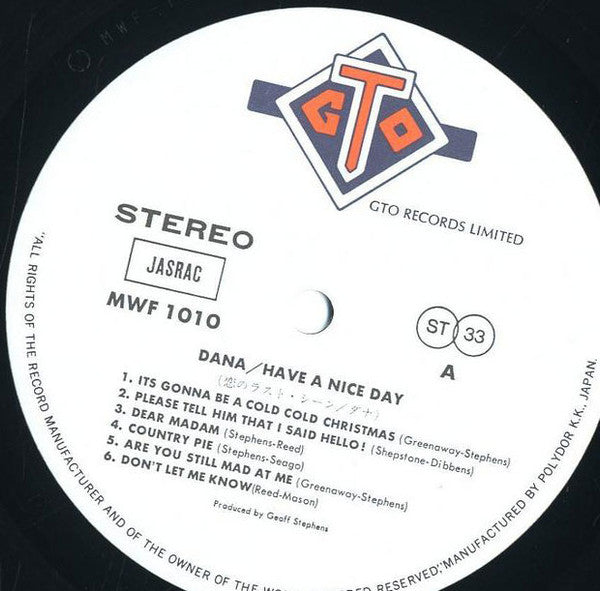 Dana (9) - Have A Nice Day (Vinyl, LP, Album) Very Good Plus (VG+) / Very Good Plus (VG+)