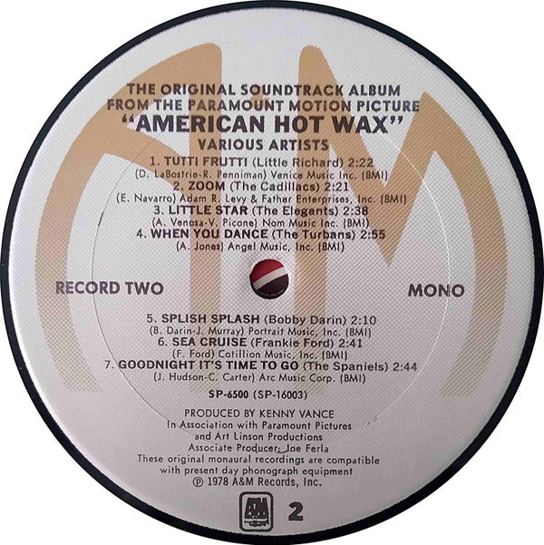Various - The Original Soundtrack Album From The Paramount Motion Picture "American Hot Wax" (2xVinyl, LP, Album, Compilation, Mono, Stereo) Very Good Plus (VG+) / Very Good (VG)