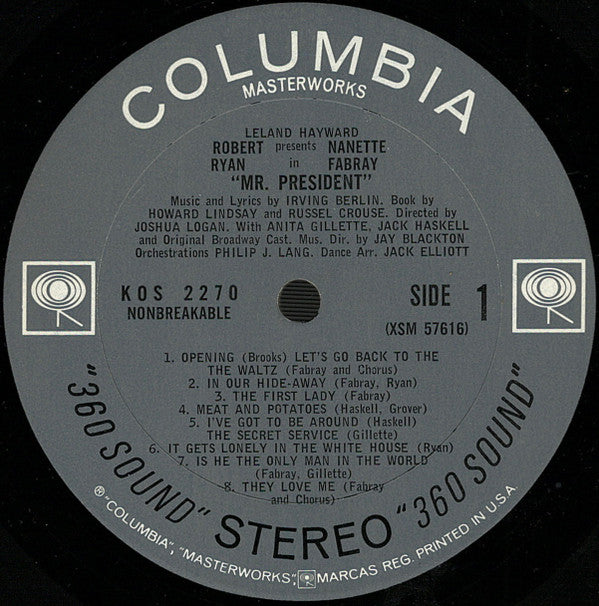 Various - Mr. President - Original Broadway Cast (Vinyl, LP, Album, Stereo) Very Good Plus (VG+) / Very Good Plus (VG+)