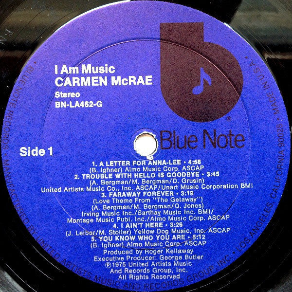 Carmen McRae - I Am Music (Vinyl, Album, LP) Very Good Plus (VG+) / Good Plus (G+)