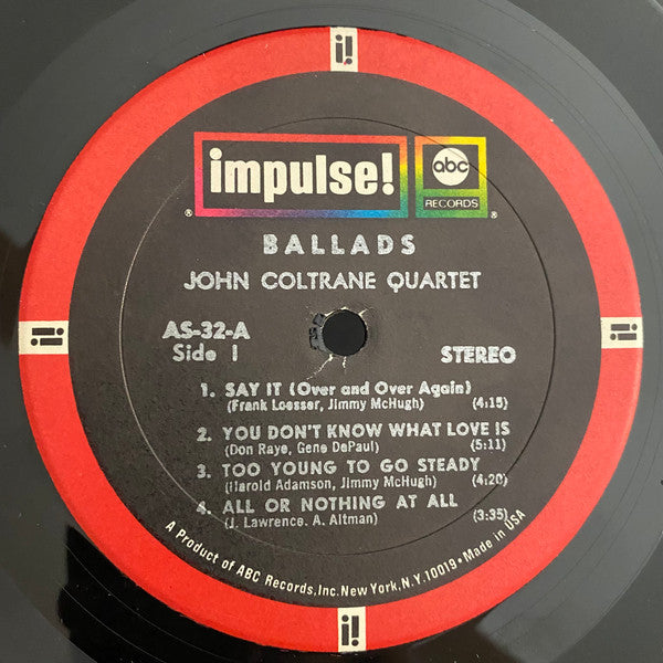 The John Coltrane Quartet - Ballads (Vinyl, LP, Album, Stereo, Reissue) Very Good (VG) / Good Plus (G+)