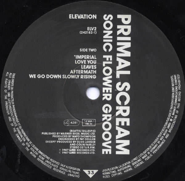 Primal Scream - Sonic Flower Groove (Vinyl, LP, Album, Reissue) Near Mint (NM or M-) / Near Mint (NM or M-)