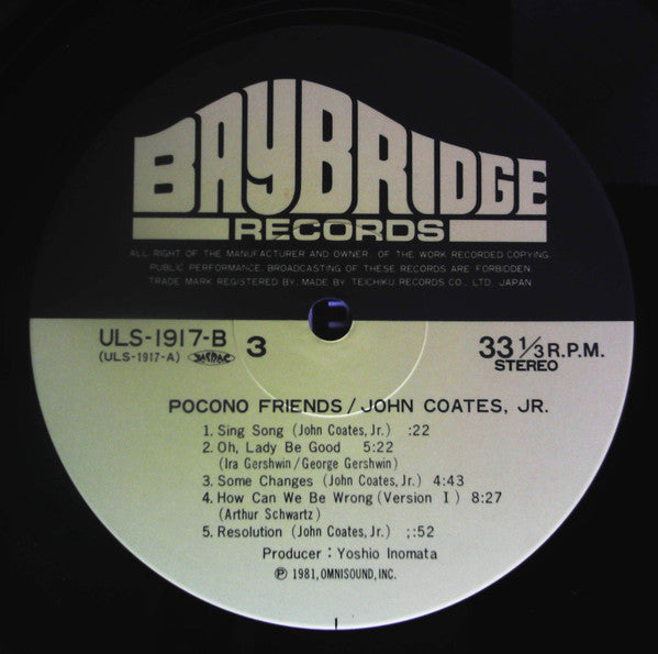 John Coates, Jr - Pocono Friends (2xVinyl, LP, Album, Stereo) Very Good Plus (VG+) / Very Good Plus (VG+)