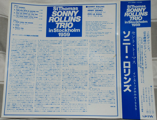 Sonny Rollins Trio - St Thomas - Sonny Rollins Trio In Stockholm 1959 (Vinyl, LP, Album, Mono) Very Good (VG) / Good Plus (G+)