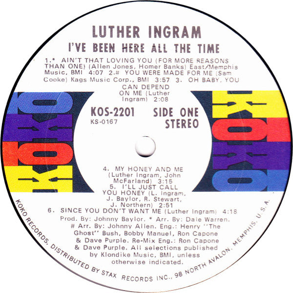 Luther Ingram - I've Been Here All The Time (Vinyl, LP) Very Good (VG) / Poor (P)