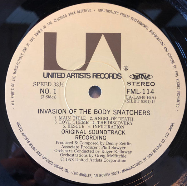 Denny Zeitlin - Invasion Of The Body Snatchers (Original Motion Picture Soundtrack) (Vinyl, LP, Album, Stereo) Near Mint (NM or M-) / Good Plus (G+)