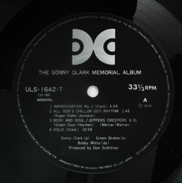 Sonny Clark - The Sonny Clark Memorial Album (Vinyl, LP, Repress, Mono) Very Good Plus (VG+) / Very Good Plus (VG+)