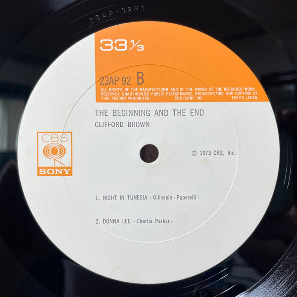 Clifford Brown - The Beginning And The End (Vinyl, LP, Album, Reissue, Mono) Near Mint (NM or M-) / Near Mint (NM or M-)