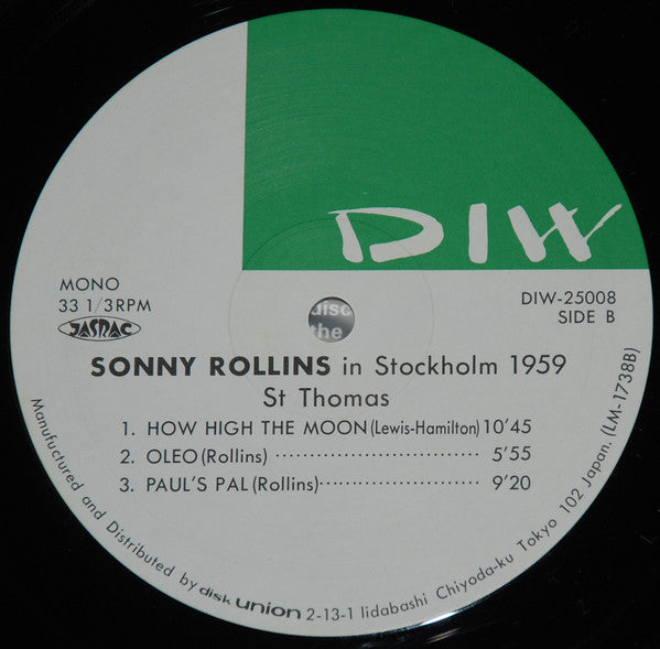 Sonny Rollins Trio - St Thomas - Sonny Rollins Trio In Stockholm 1959 (Vinyl, LP, Album, Mono) Very Good (VG) / Good Plus (G+)