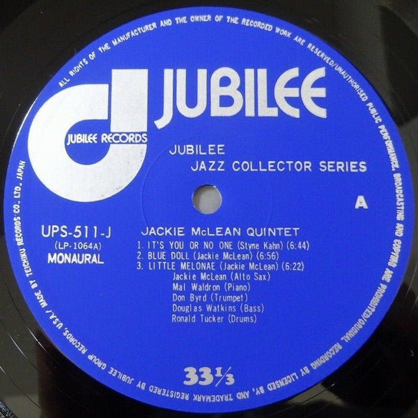 Jackie McLean Quintet - The Jackie McLean Quintet (Vinyl, LP, Album, Reissue, Mono) Near Mint (NM or M-) / Very Good Plus (VG+)