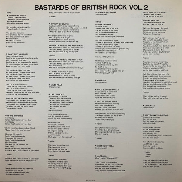 Various - Bastards Of British Rock Vol. 2 (Vinyl, LP, Compilation) Very Good Plus (VG+) / Very Good Plus (VG+)