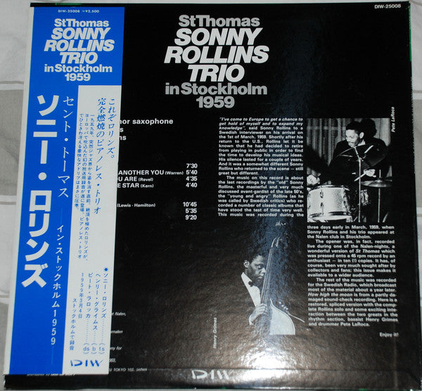 Sonny Rollins Trio - St Thomas - Sonny Rollins Trio In Stockholm 1959 (Vinyl, LP, Album, Mono) Very Good (VG) / Good Plus (G+)