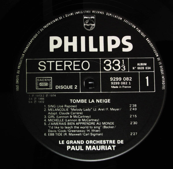 Le Grand Orchestre De Paul Mauriat - Tombe La Neige (Vinyl, LP, Com...