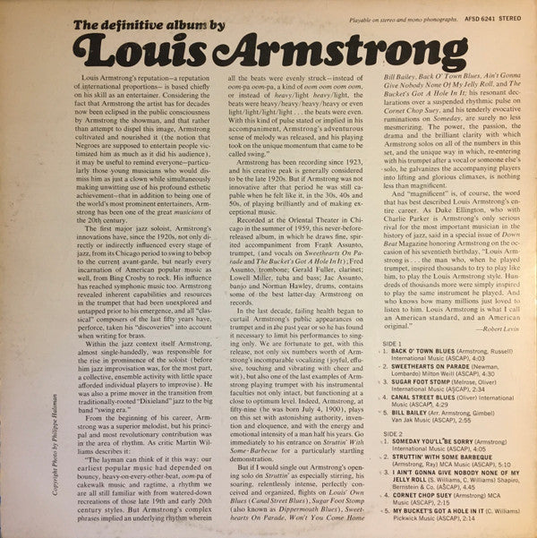 Louis Armstrong - The Definitive Album By Louis Armstrong (Vinyl, LP, Album, Stereo) Very Good (VG) / Very Good (VG)