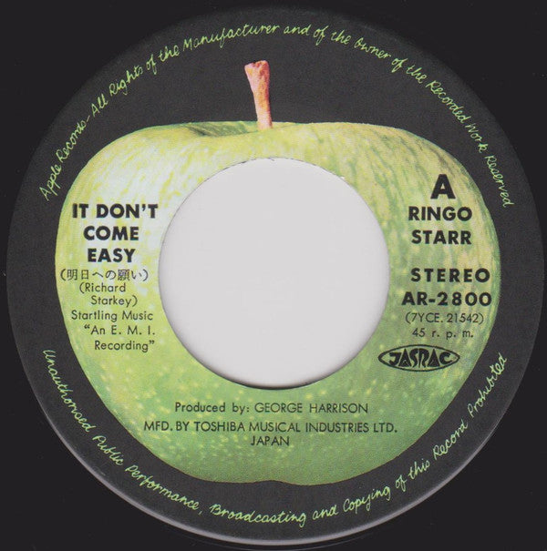 Ringo Starr - It Don't Come Easy (Vinyl, 7", Single, Repress, Stereo) Very Good Plus (VG+) / Very Good Plus (VG+)