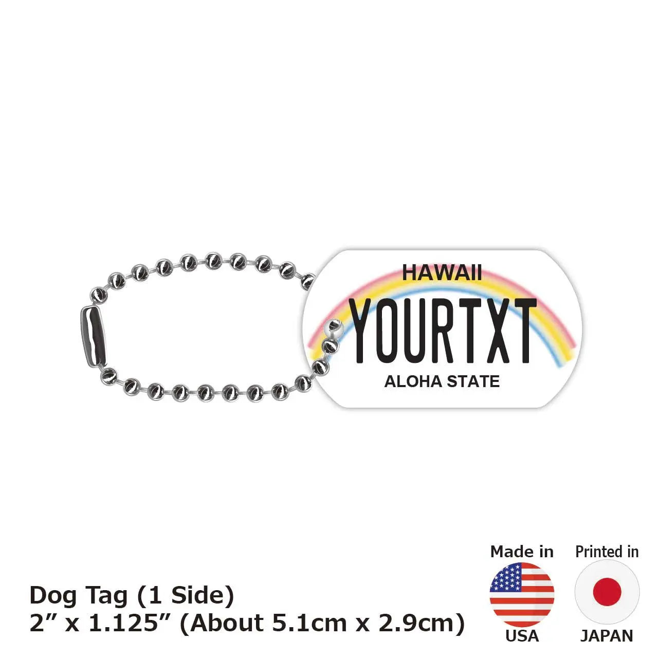 [Dog Tag] Hawaii Rainbow/Original American License Plate-Shaped Personalized Keychain