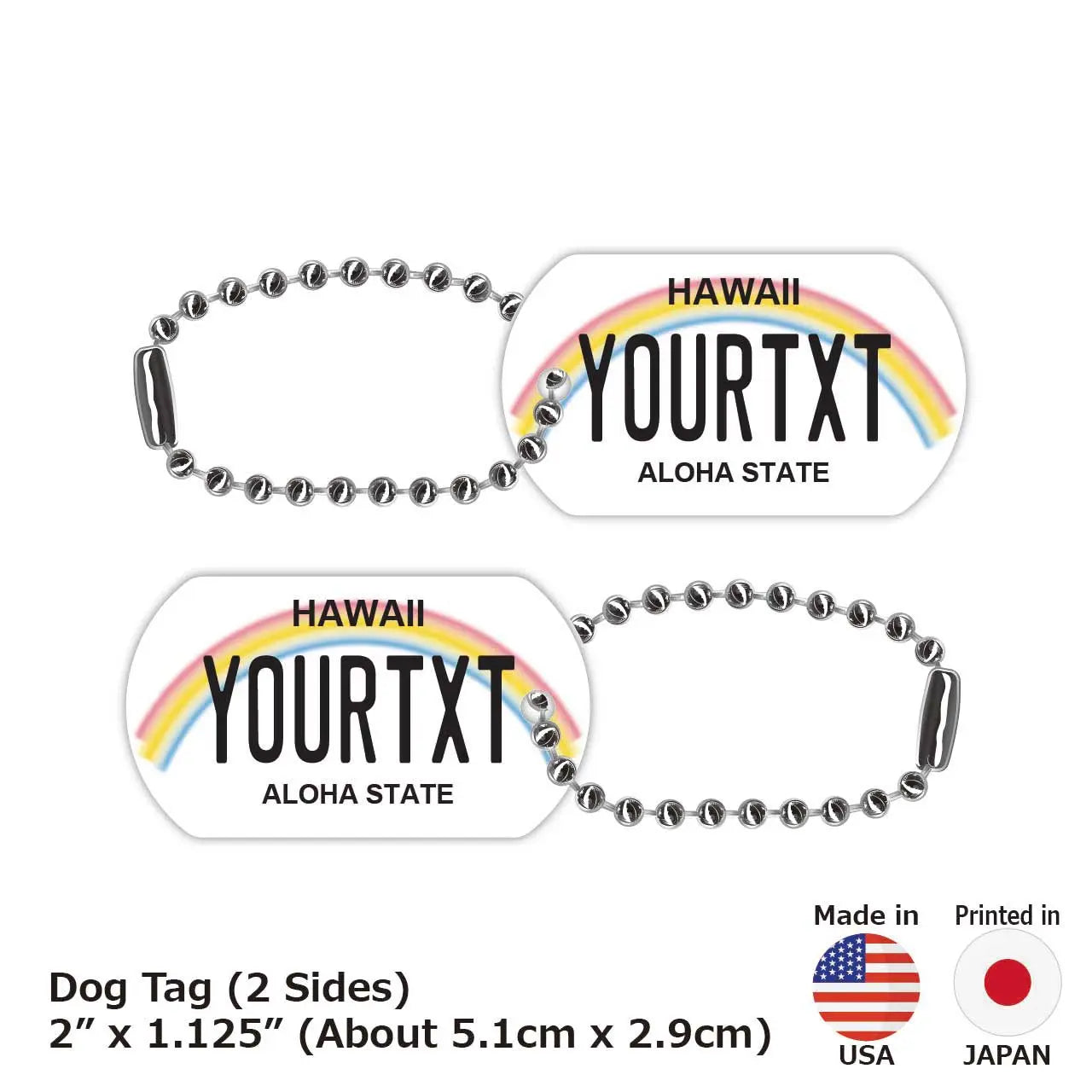 [Dog Tag] Hawaii Rainbow/Original American License Plate-Shaped Personalized Keychain