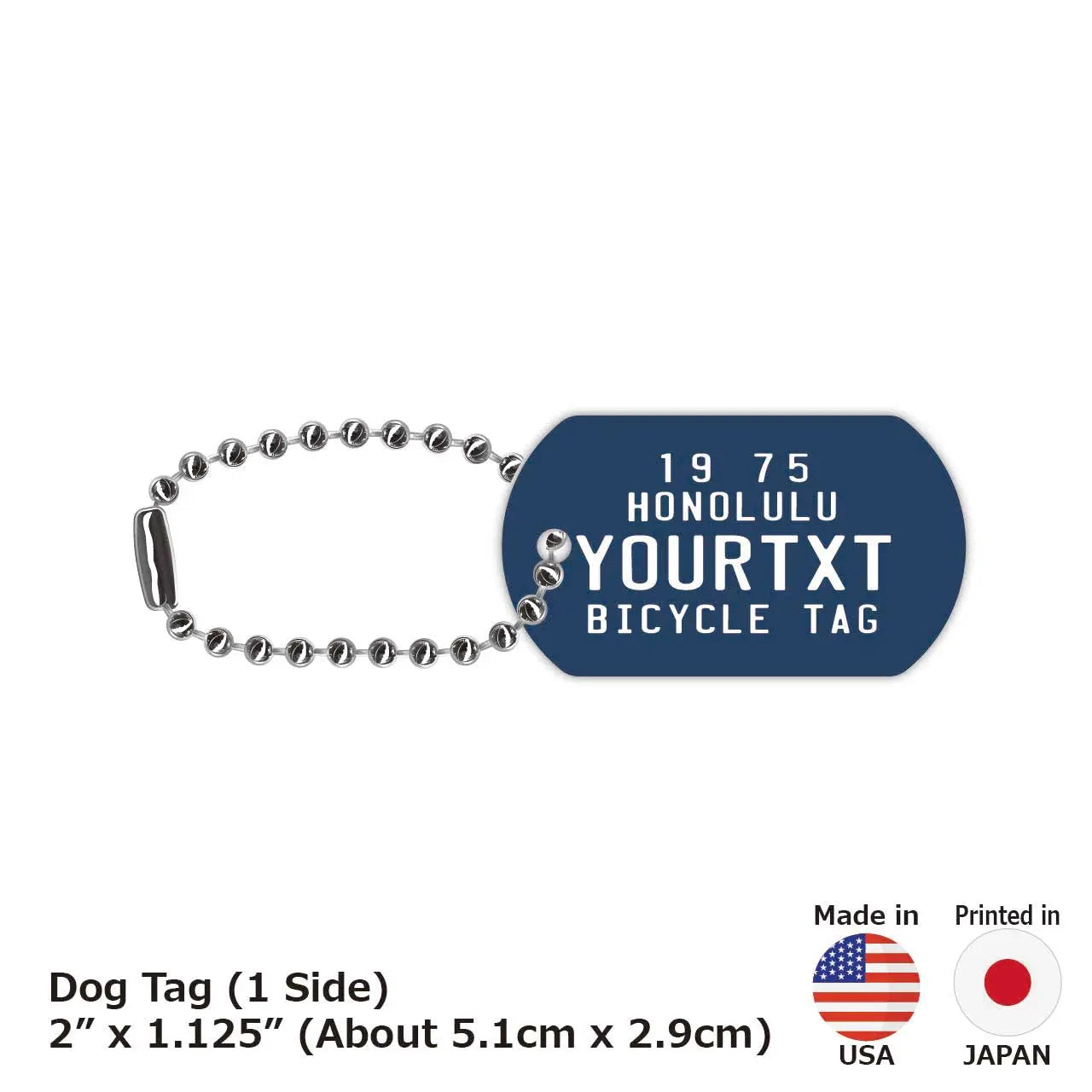 [Dog Tag] Hawaii Bicycle Tag, Blue / Original American License Plate Style Personalized Keychain